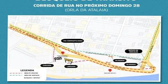 Trânsito na Orla da Atalaia será modificado no próximo domingo 28